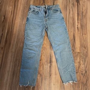 zara high waisted crop mom jeans